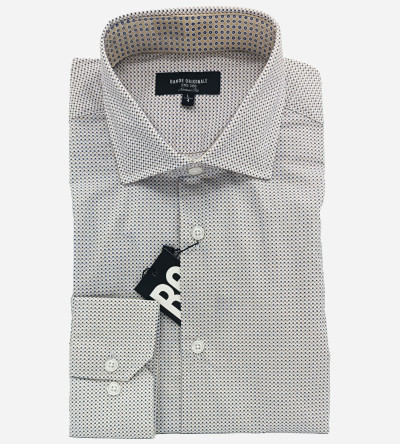 Chemise à motifs fantaisie bleu navy et jaune. Homme. Bande Originale