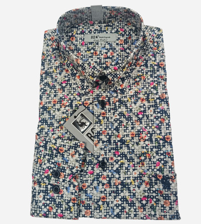 Chemise manches longues imprimé graphique multicolore. Homme. Bande Originale